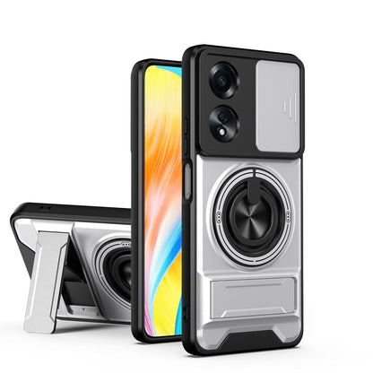 OPPO A58 4G Multifunctional Magnetic Shockproof Phone Case with Sliding Lens Window Stand Cover