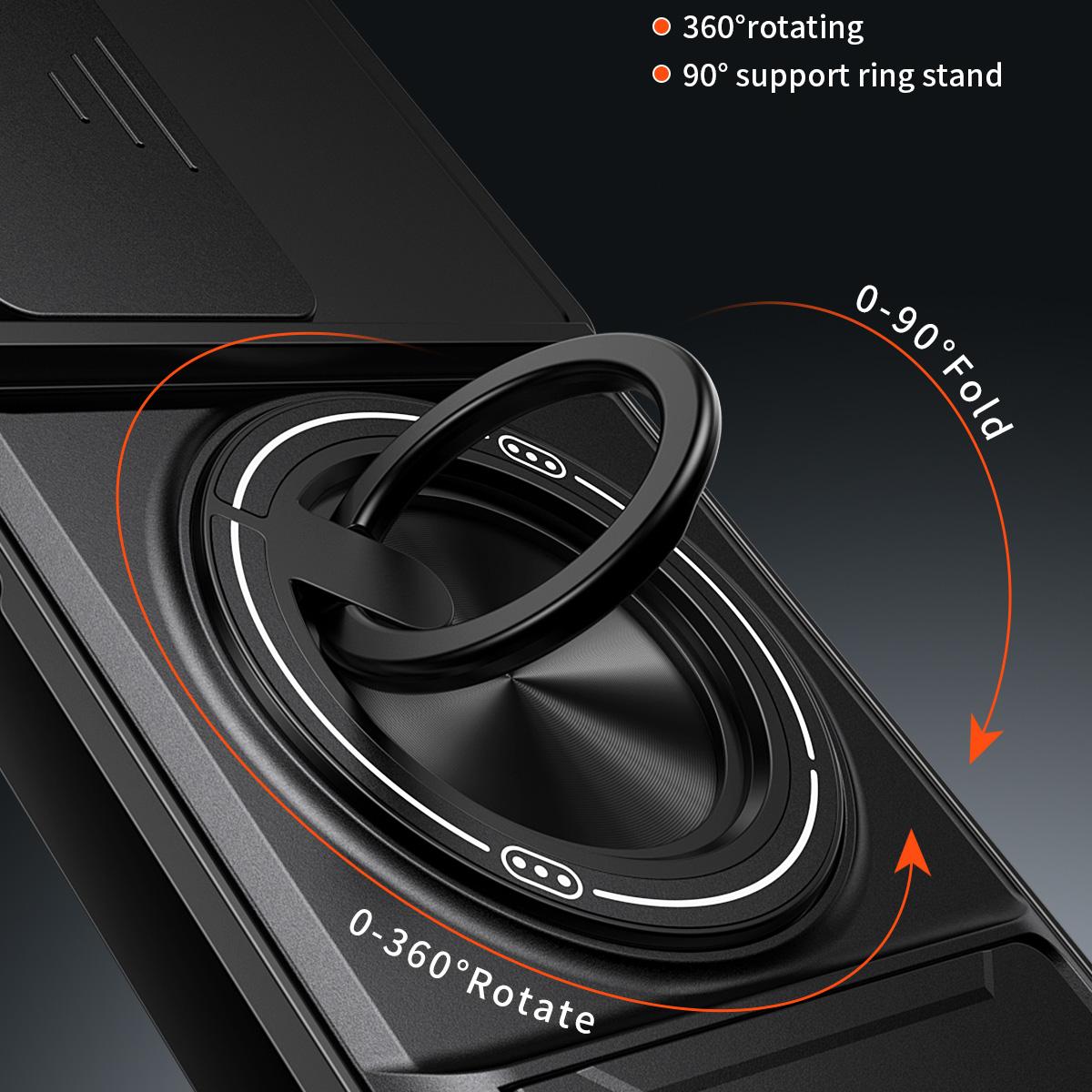 OPPO A3x 5G India Multifunctional Magnetic Shockproof Phone Case with Sliding Lens Window Stand Cover