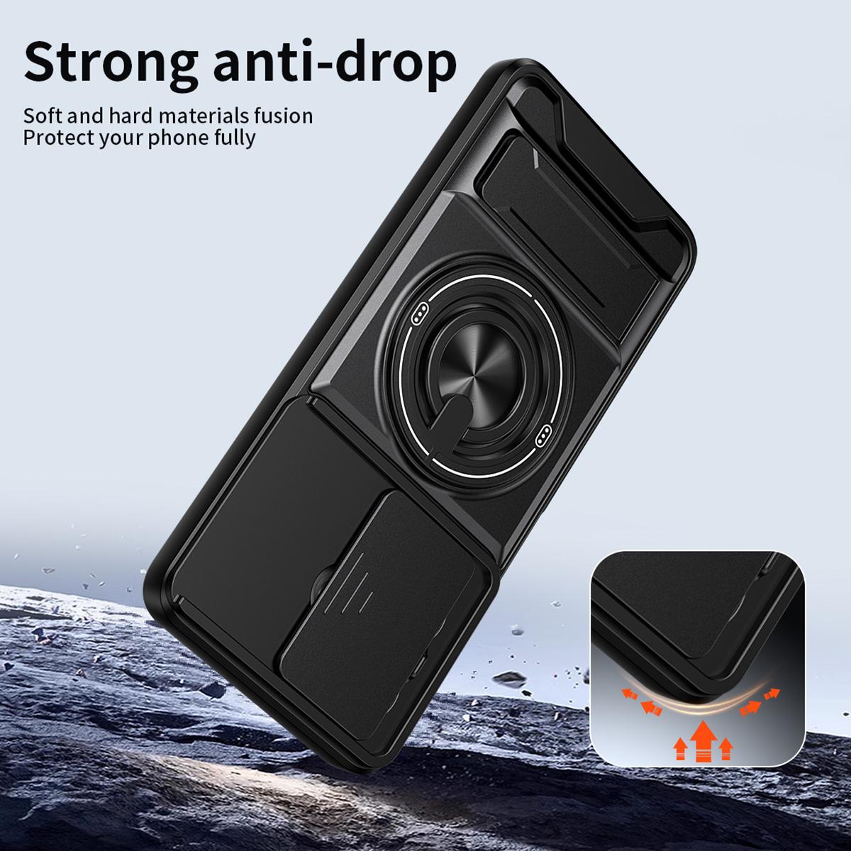 OPPO A3x 5G India Multifunctional Magnetic Shockproof Phone Case with Sliding Lens Window Stand Cover