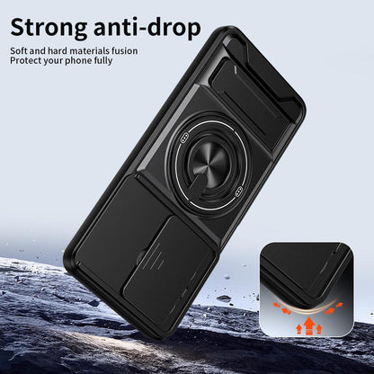 OPPO A3x 5G India Multifunctional Magnetic Shockproof Phone Case with Sliding Lens Window Stand Cover