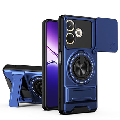 OPPO A5 Pro 5G Multifunctional Magnetic Shockproof Phone Case with Sliding Lens Window Stand Cover