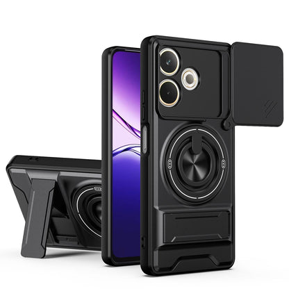 OPPO A5 Pro 5G Multifunctional Magnetic Shockproof Phone Case with Sliding Lens Window Stand Cover