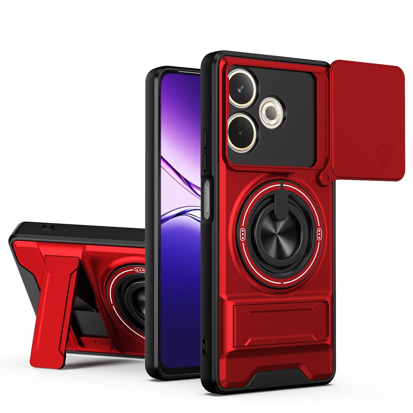 OPPO A5 Pro 5G Multifunctional Magnetic Shockproof Phone Case with Sliding Lens Window Stand Cover