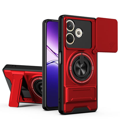 OPPO A5 Pro 5G Multifunctional Magnetic Shockproof Phone Case with Sliding Lens Window Stand Cover
