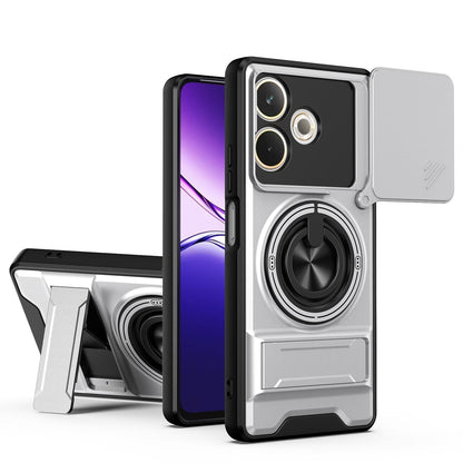 OPPO A5 Pro 5G Multifunctional Magnetic Shockproof Phone Case with Sliding Lens Window Stand Cover