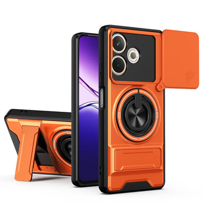 OPPO A5 Pro 5G Multifunctional Magnetic Shockproof Phone Case with Sliding Lens Window Stand Cover