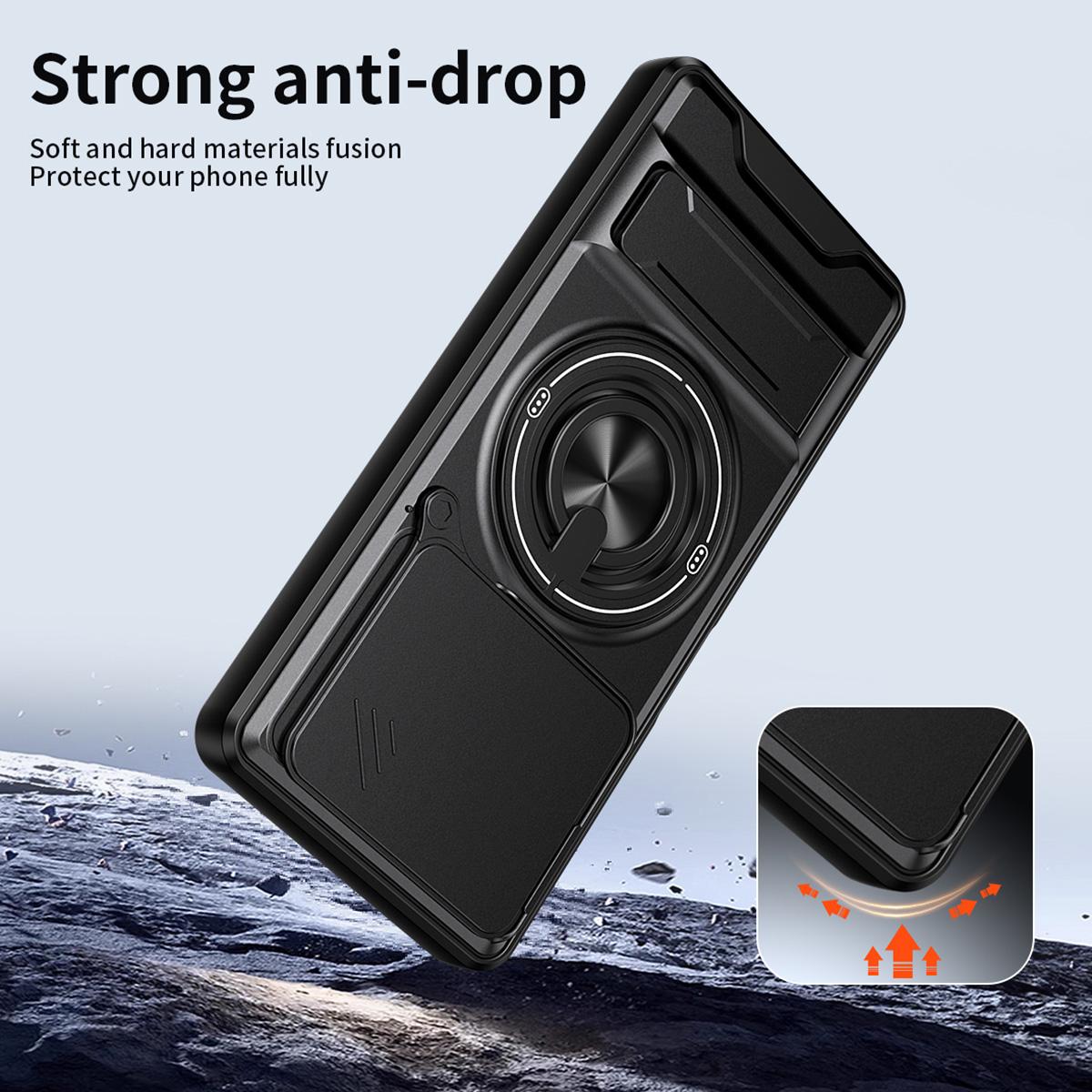 OPPO A5 Pro 5G Multifunctional Magnetic Shockproof Phone Case with Sliding Lens Window Stand Cover