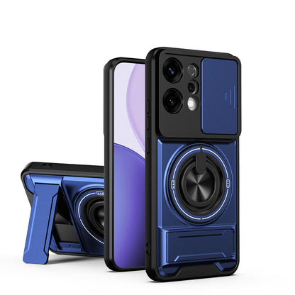 OPPO Reno14 5G Multifunctional Magnetic Shockproof Phone Case with Sliding Lens Window Stand Cover