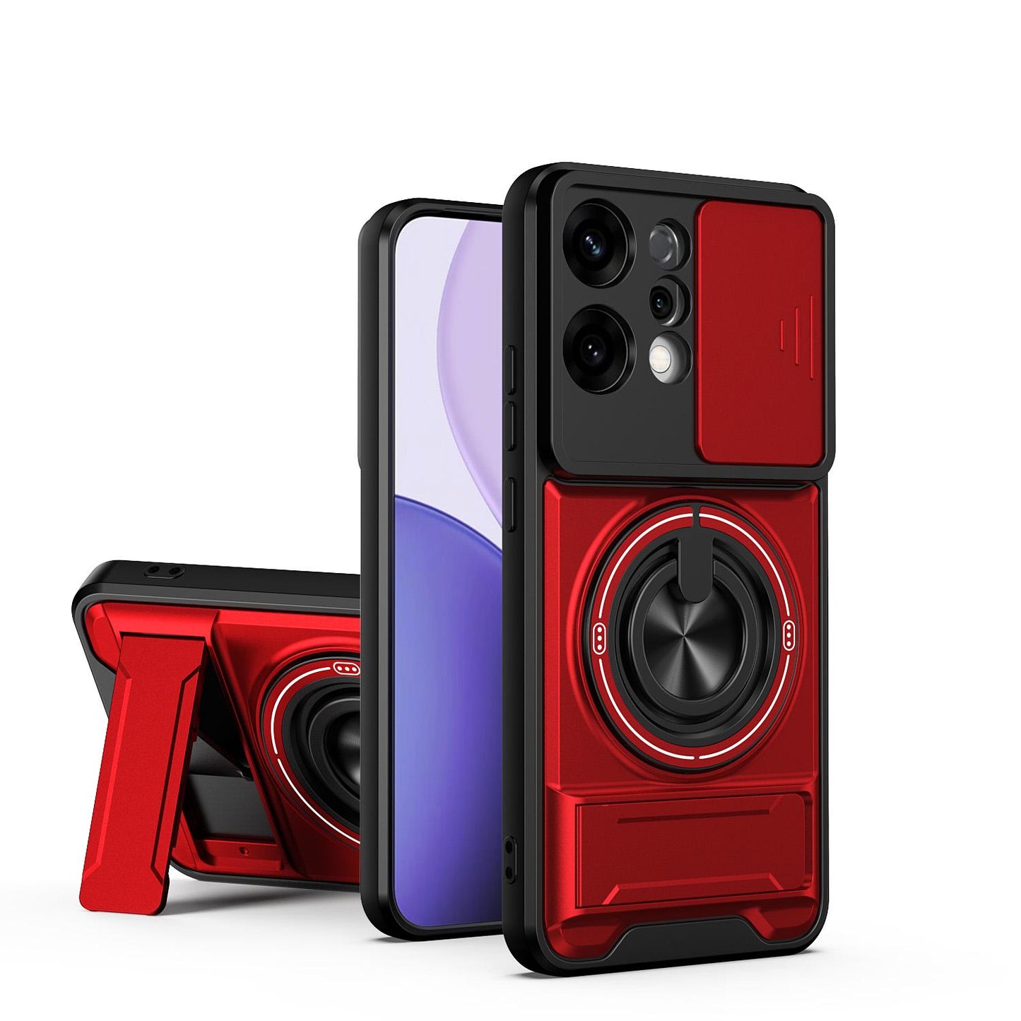 OPPO Reno14 5G Multifunctional Magnetic Shockproof Phone Case with Sliding Lens Window Stand Cover