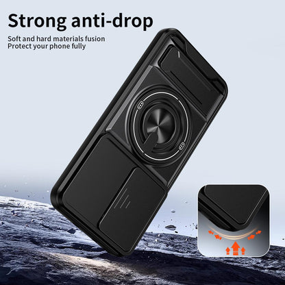 OPPO Reno14 5G Multifunctional Magnetic Shockproof Phone Case with Sliding Lens Window Stand Cover