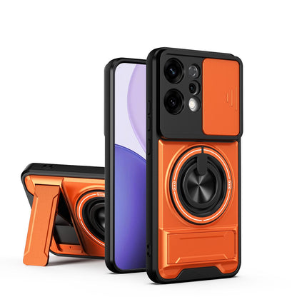 OPPO Reno14 5G Multifunctional Magnetic Shockproof Phone Case with Sliding Lens Window Stand Cover