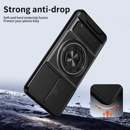 OPPO A76 Multifunctional Magnetic Shockproof Phone Case with Sliding Lens Window Stand Cover