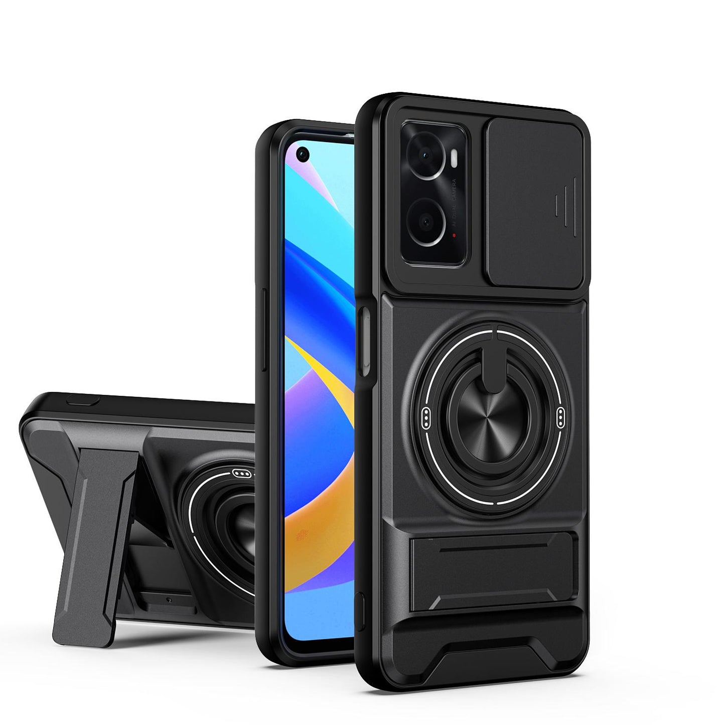 OPPO A36 Multifunctional Magnetic Shockproof Phone Case with Sliding Lens Window Stand Cover