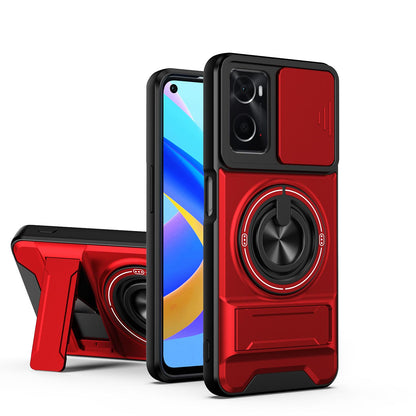 OPPO A36 Multifunctional Magnetic Shockproof Phone Case with Sliding Lens Window Stand Cover