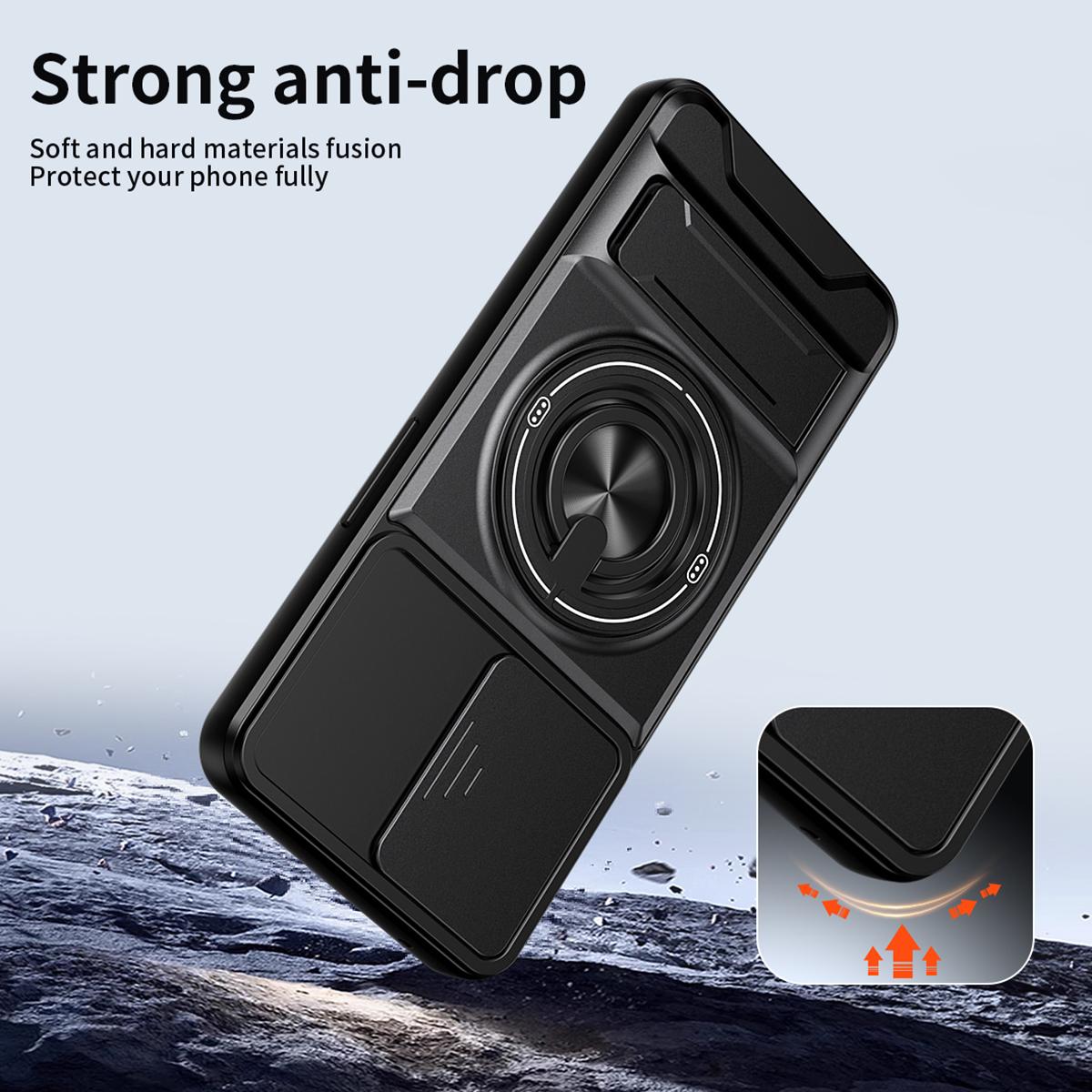 OPPO A76 Multifunctional Magnetic Shockproof Phone Case with Sliding Lens Window Stand Cover