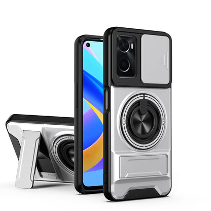 OPPO A36 Multifunctional Magnetic Shockproof Phone Case with Sliding Lens Window Stand Cover