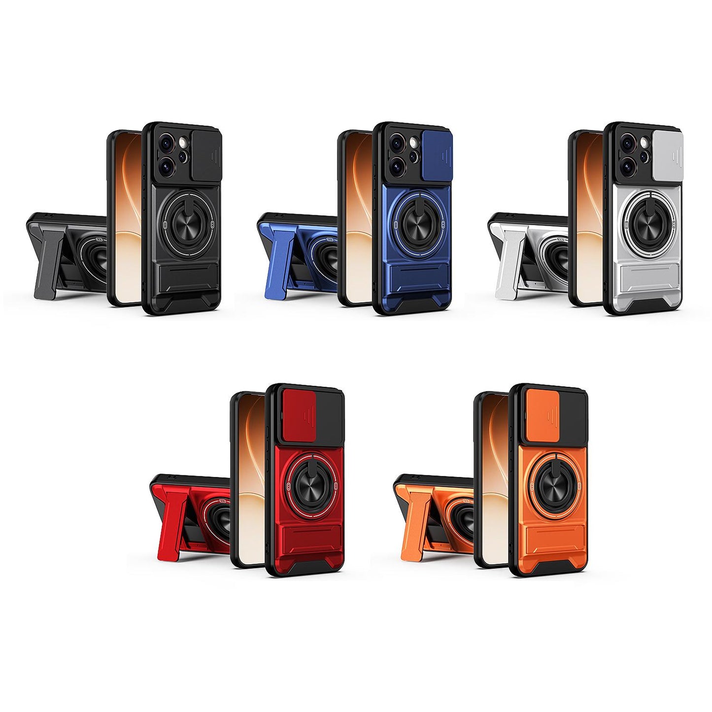 OPPO Reno15 Pro 5G Multifunctional Magnetic Shockproof Phone Case with Sliding Lens Window Stand Cover