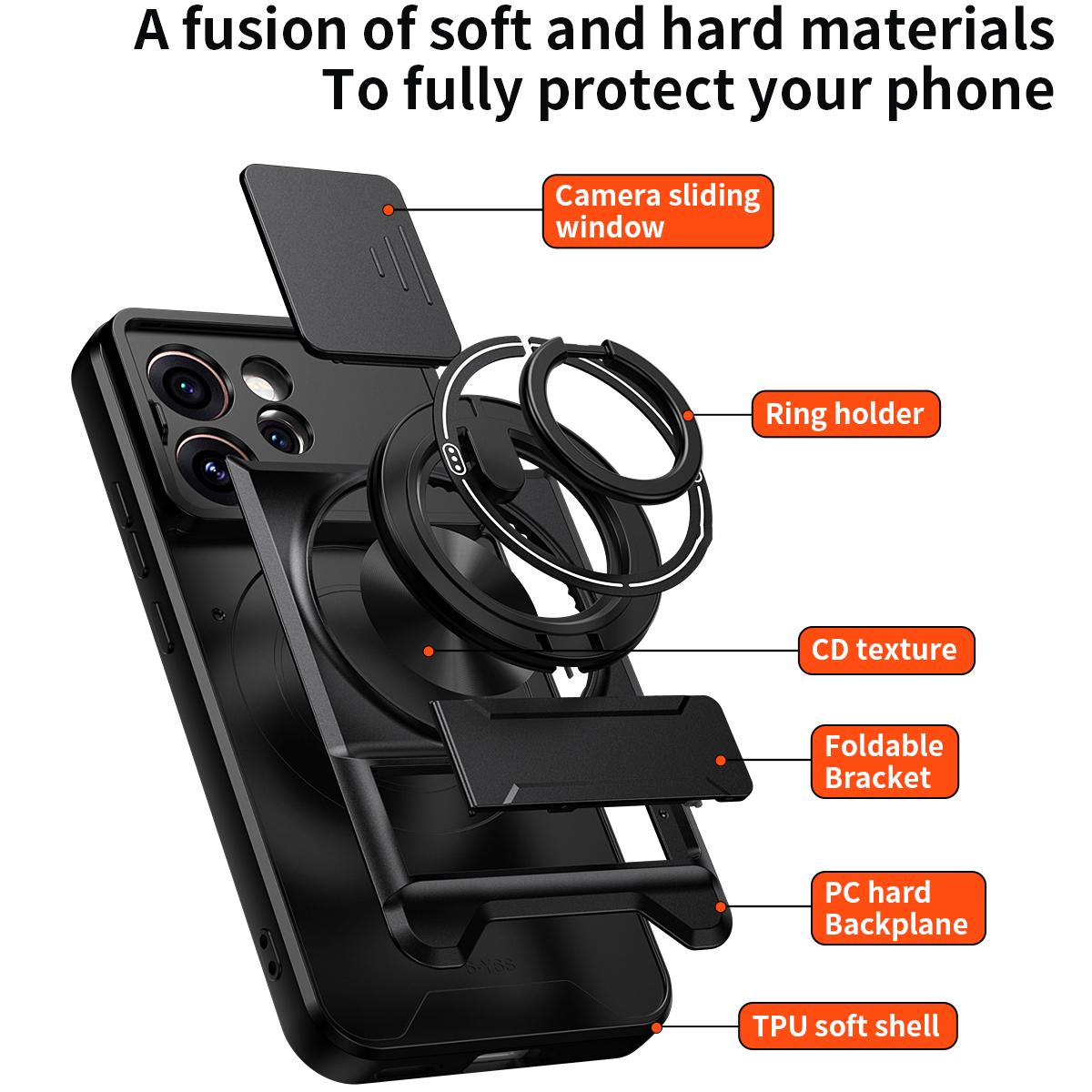 OPPO Reno15 Pro 5G Multifunctional Magnetic Shockproof Phone Case with Sliding Lens Window Stand Cover