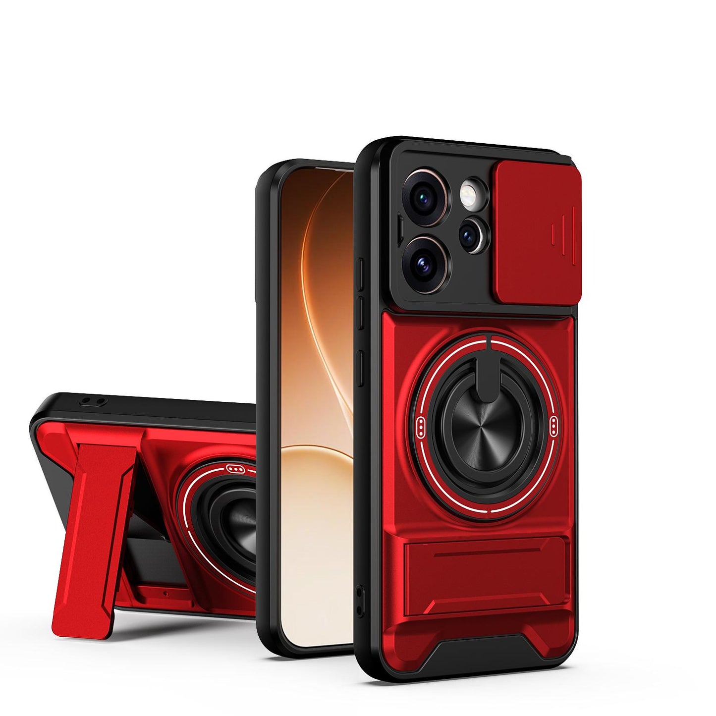 OPPO Reno15 Pro 5G Multifunctional Magnetic Shockproof Phone Case with Sliding Lens Window Stand Cover