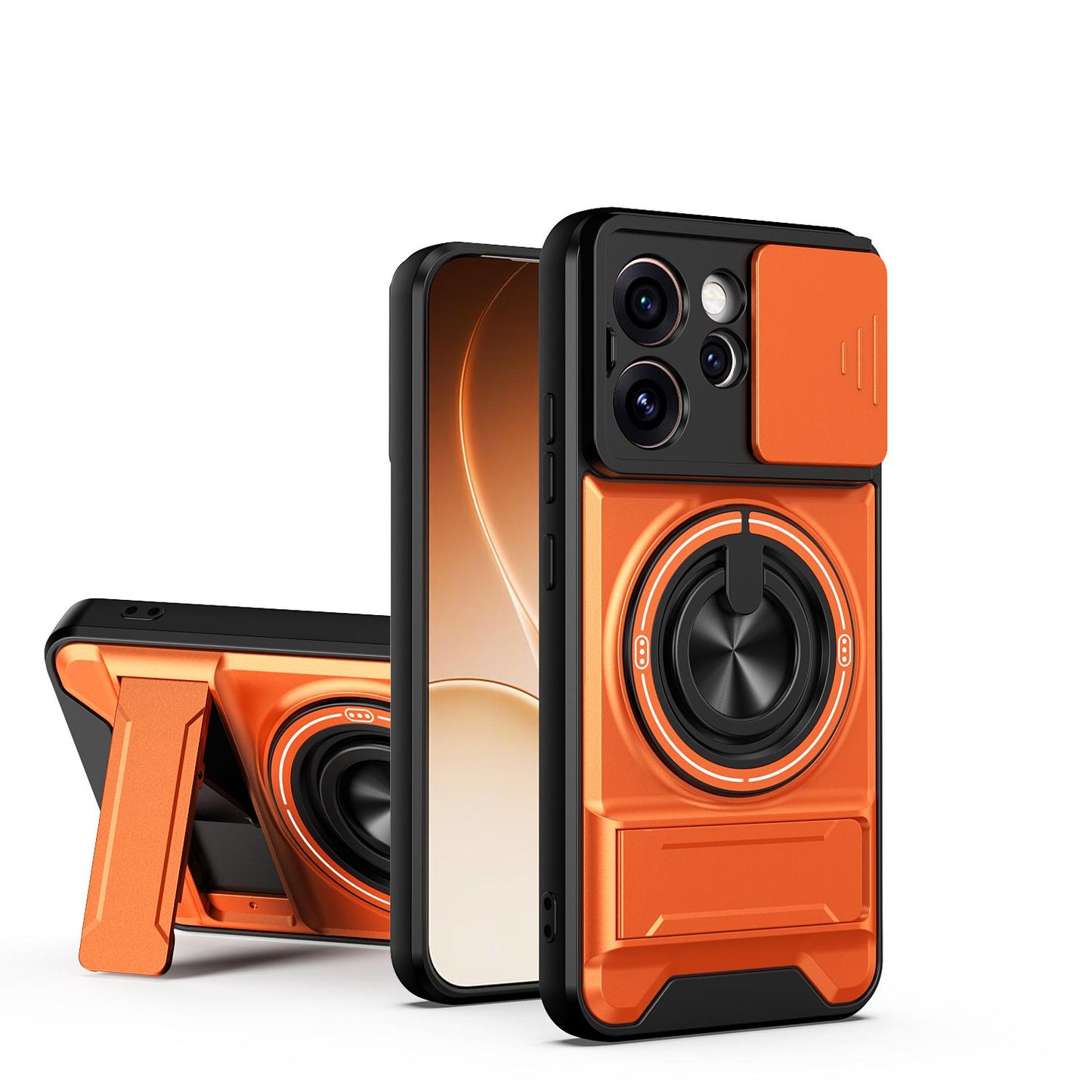 OPPO Reno15 Pro 5G Multifunctional Magnetic Shockproof Phone Case with Sliding Lens Window Stand Cover