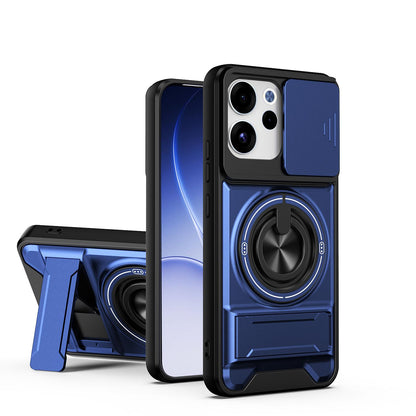 OPPO Reno15 F 5G Multifunctional Magnetic Shockproof Phone Case with Sliding Lens Window Stand Cover