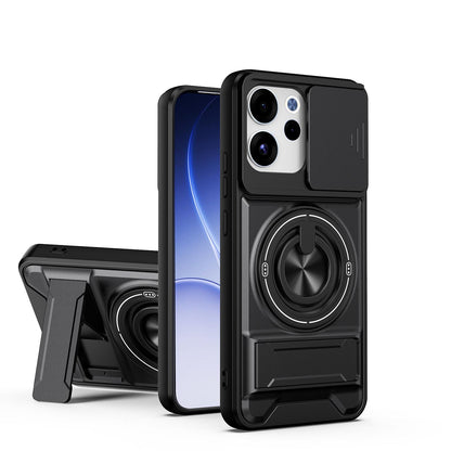 OPPO Reno15 F 5G Multifunctional Magnetic Shockproof Phone Case with Sliding Lens Window Stand Cover