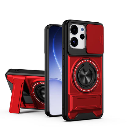 OPPO Reno15 F 5G Multifunctional Magnetic Shockproof Phone Case with Sliding Lens Window Stand Cover
