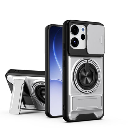 OPPO Reno15 F 5G Multifunctional Magnetic Shockproof Phone Case with Sliding Lens Window Stand Cover