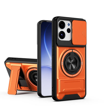 OPPO Reno15 F 5G Multifunctional Magnetic Shockproof Phone Case with Sliding Lens Window Stand Cover