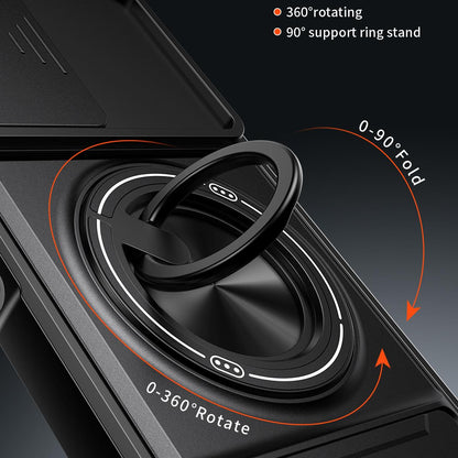 OPPO A6x 5G Multifunctional Magnetic Shockproof Phone Case with Sliding Lens Window Stand Cover