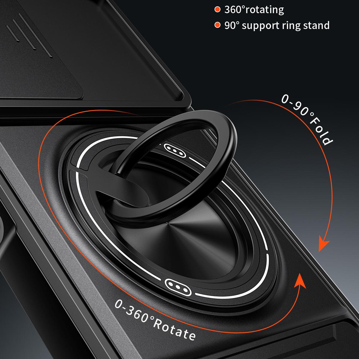 OPPO A6x 5G Multifunctional Magnetic Shockproof Phone Case with Sliding Lens Window Stand Cover