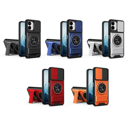 OPPO A6x 4G Multifunctional Magnetic Shockproof Phone Case with Sliding Lens Window Stand Cover