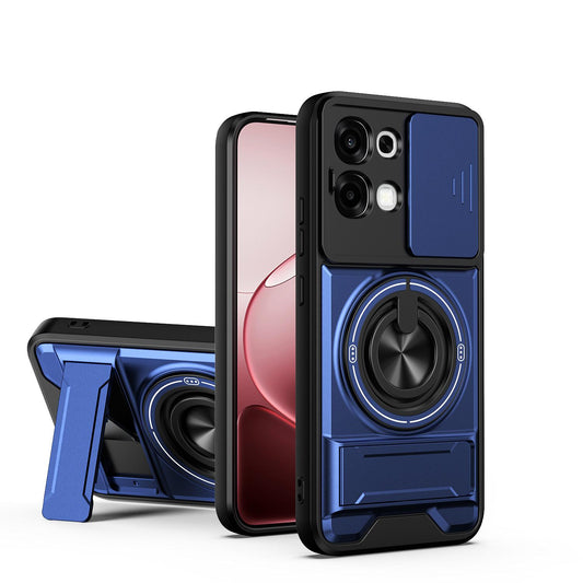 OPPO F31 5G Multifunctional Magnetic Shockproof Phone Case with Sliding Lens Window Stand Cover