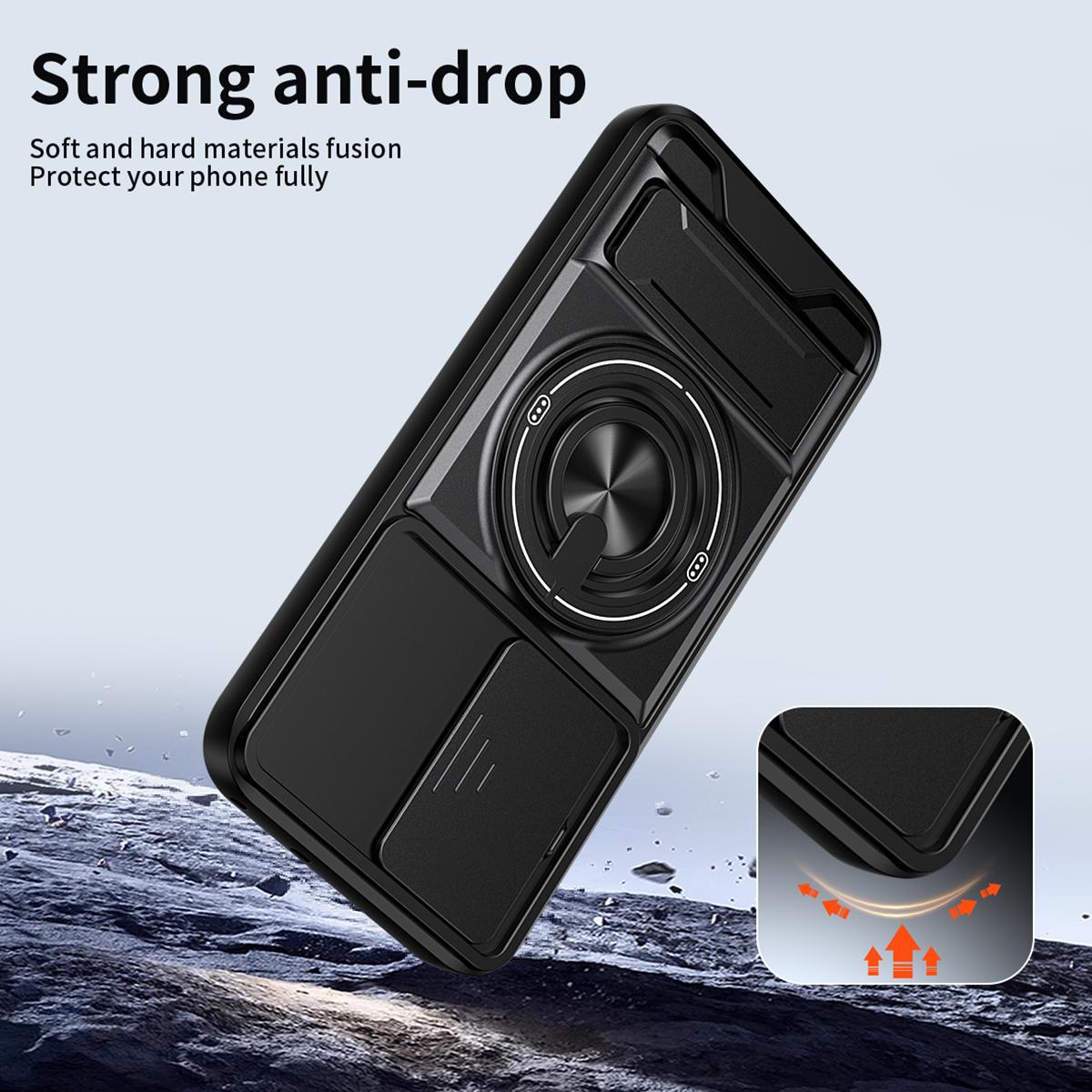 OPPO A6 Pro 4G Multifunctional Magnetic Shockproof Phone Case with Sliding Lens Window Stand Cover