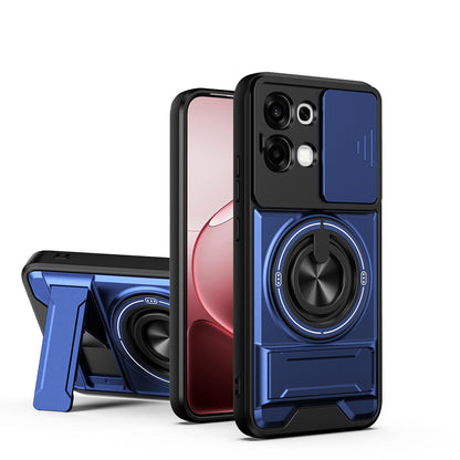 OPPO A6 Pro 4G Multifunctional Magnetic Shockproof Phone Case with Sliding Lens Window Stand Cover
