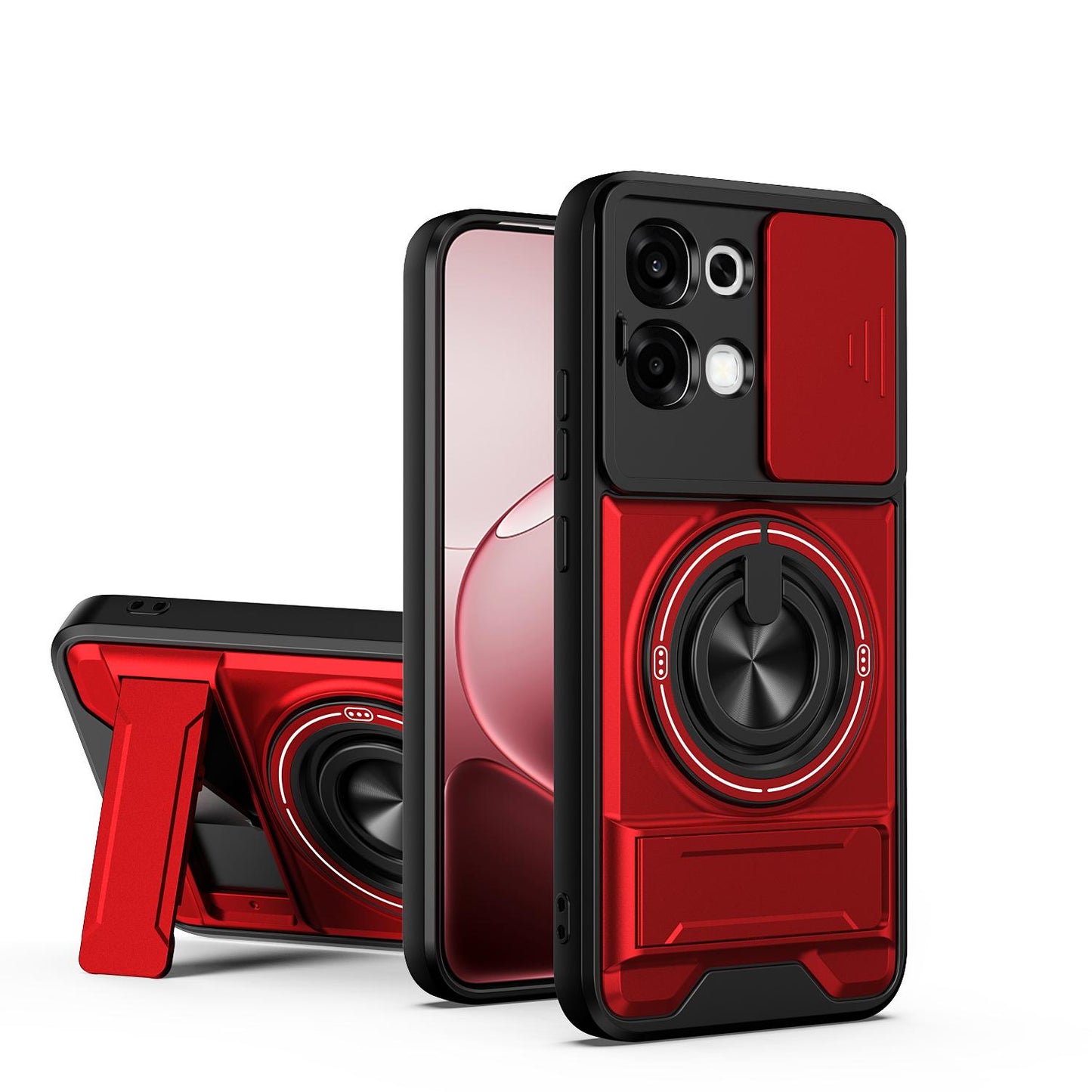 OPPO F31 5G Multifunctional Magnetic Shockproof Phone Case with Sliding Lens Window Stand Cover