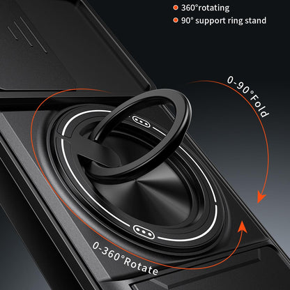 OPPO A6 Pro 4G Multifunctional Magnetic Shockproof Phone Case with Sliding Lens Window Stand Cover