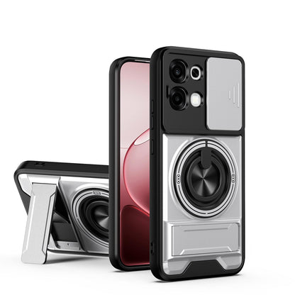 OPPO A6 Pro 4G Multifunctional Magnetic Shockproof Phone Case with Sliding Lens Window Stand Cover