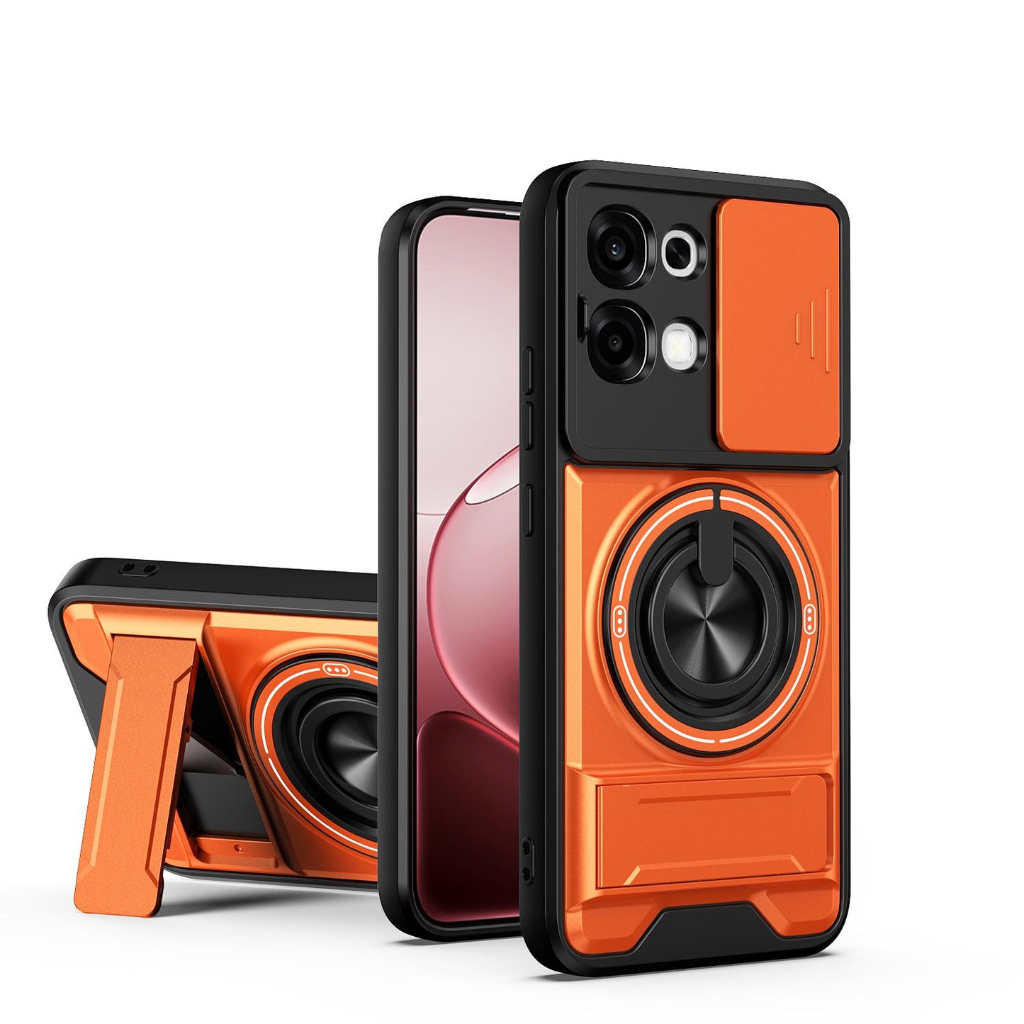 OPPO F31 5G Multifunctional Magnetic Shockproof Phone Case with Sliding Lens Window Stand Cover