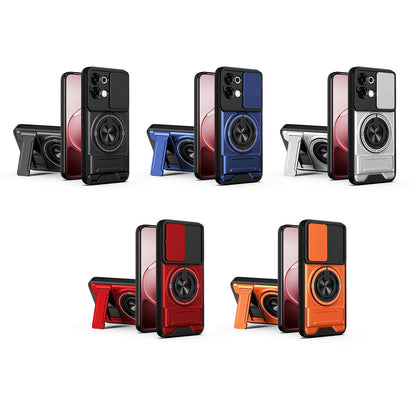 OPPO A6 Pro 4G Multifunctional Magnetic Shockproof Phone Case with Sliding Lens Window Stand Cover