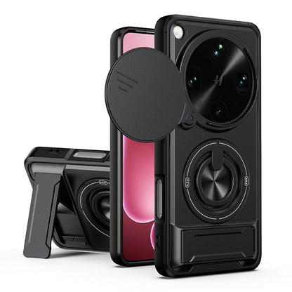 OPPO Find X9 Ultra Multifunctional Magnetic Shockproof Phone Case with Sliding Lens Window Stand Cover