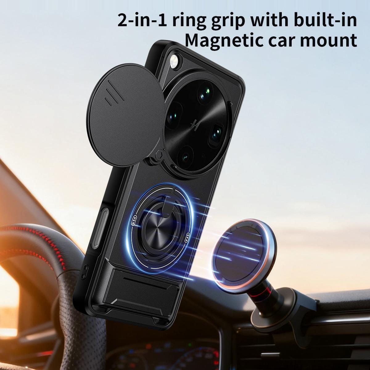 OPPO Find X9 Ultra Multifunctional Magnetic Shockproof Phone Case with Sliding Lens Window Stand Cover