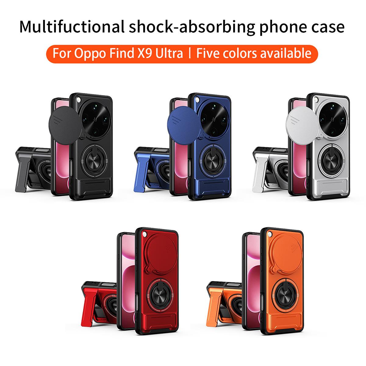 OPPO Find X9 Ultra Multifunctional Magnetic Shockproof Phone Case with Sliding Lens Window Stand Cover