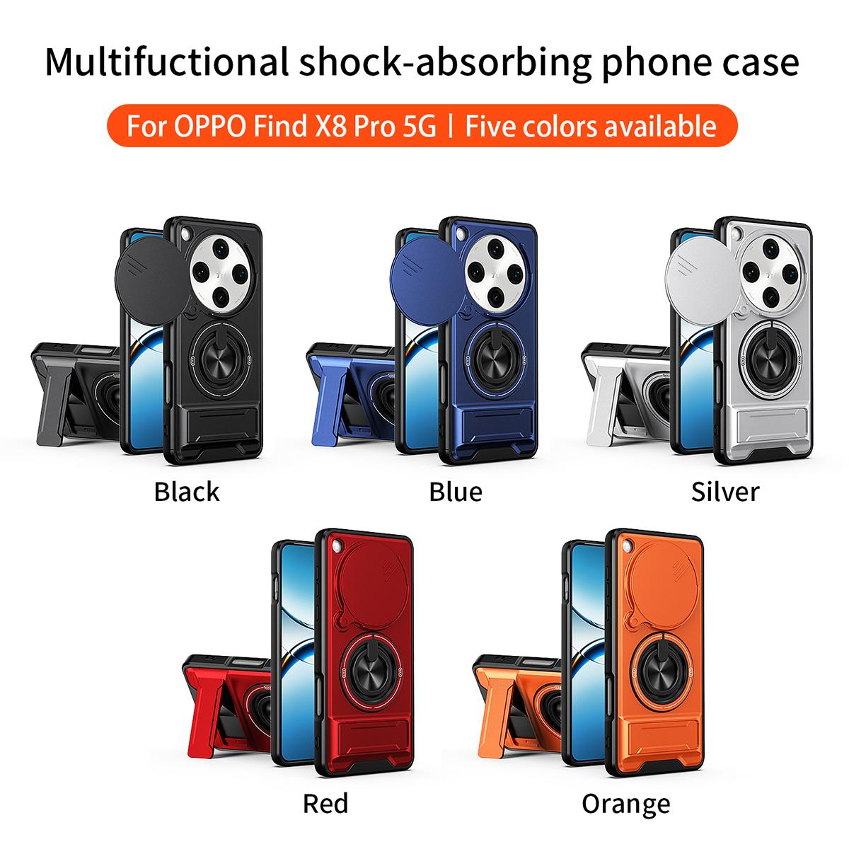 OPPO Find X8 Pro 5G Multifunctional Magnetic Shockproof Phone Case with Sliding Lens Window Stand Cover