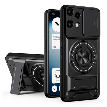 Nothing Phone 3a Lite Multifunctional Magnetic Shockproof Phone Case with Sliding Lens Window Stand Cover