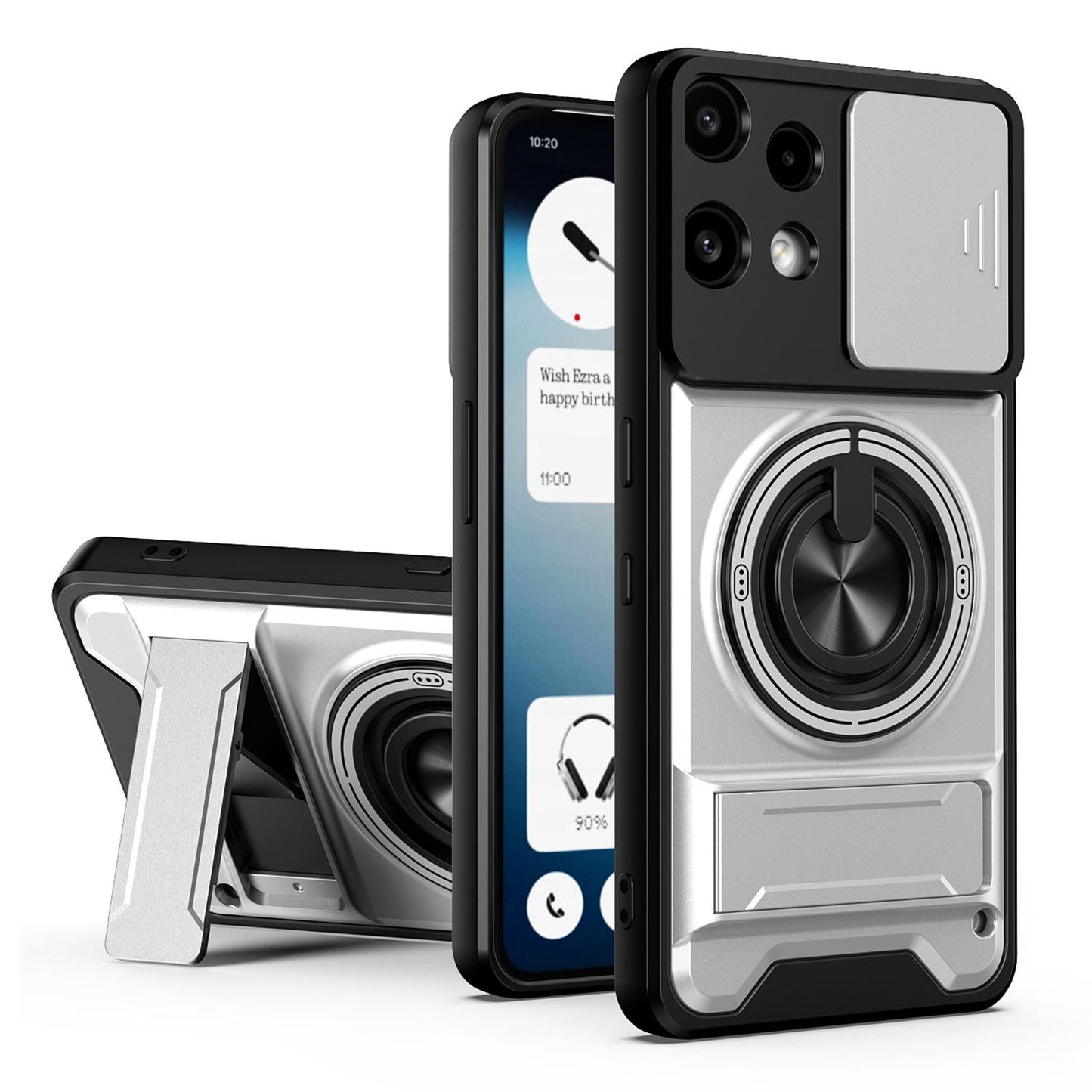 Nothing Phone 3a Lite Multifunctional Magnetic Shockproof Phone Case with Sliding Lens Window Stand Cover