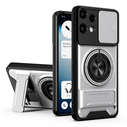 Nothing Phone 3a Lite Multifunctional Magnetic Shockproof Phone Case with Sliding Lens Window Stand Cover