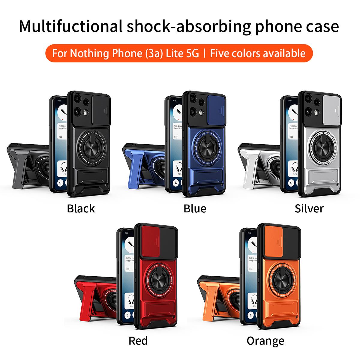 Nothing Phone 3a Lite Multifunctional Magnetic Shockproof Phone Case with Sliding Lens Window Stand Cover