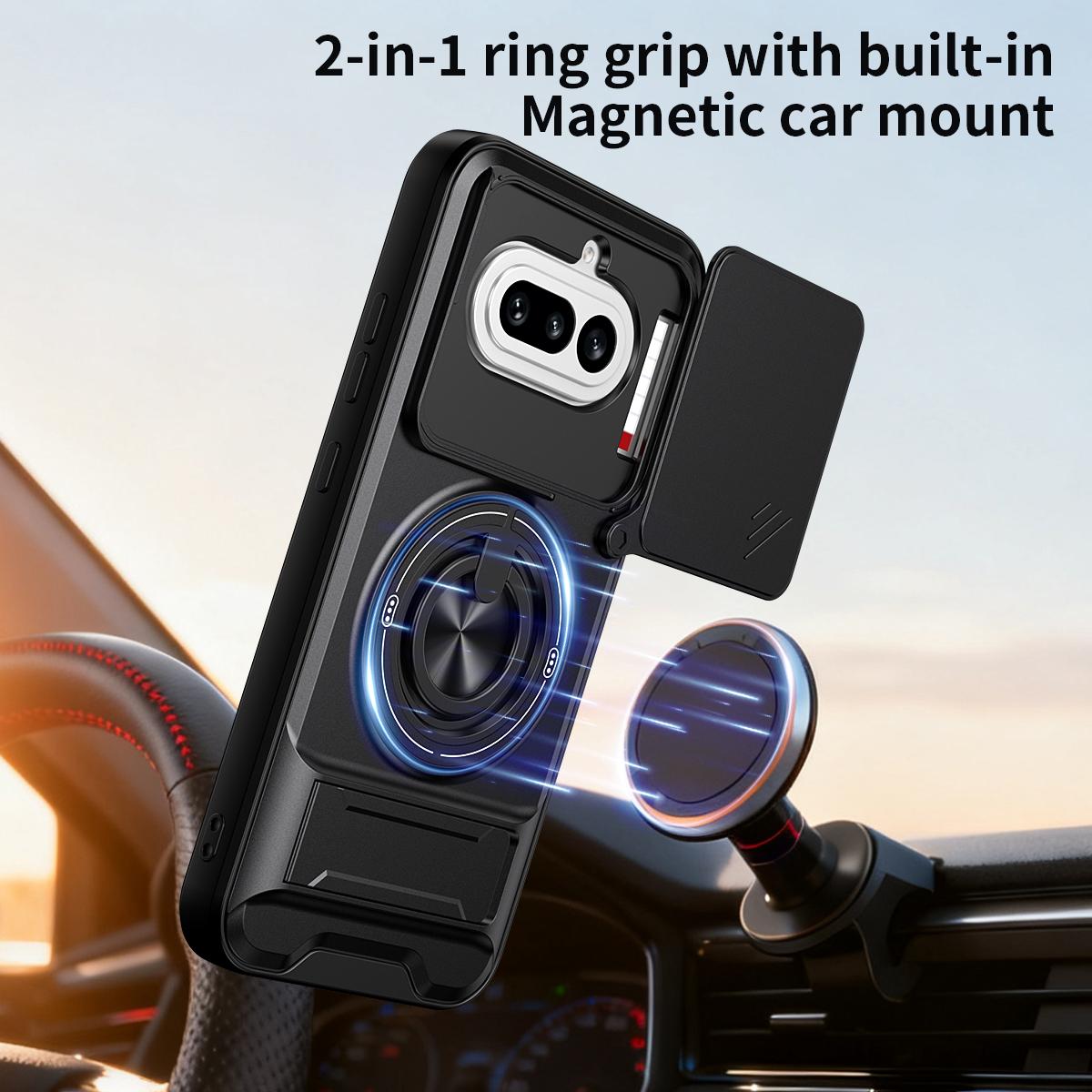 Nothing Phone 4a Multifunctional Magnetic Shockproof Phone Case with Sliding Lens Window Stand Cover