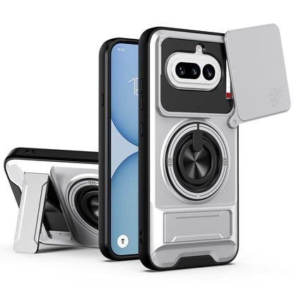 Nothing Phone 4a Multifunctional Magnetic Shockproof Phone Case with Sliding Lens Window Stand Cover